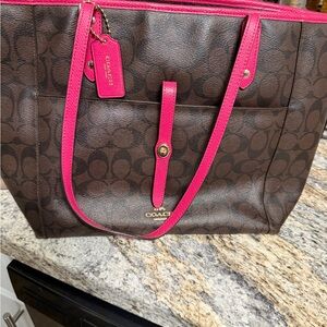 Coach Brown and Pink Tote Bag
